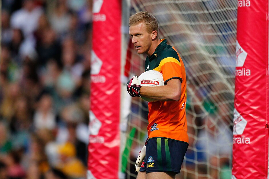 AFL 2014 International Rules - Australia v Ireland Dustin Fletcher of Australia in action during the 2014 International Rules match between Australia and Ireland at Patersons Stadium, Perth on November 22, 2014. (Photo: Will Russell/AFL Media)